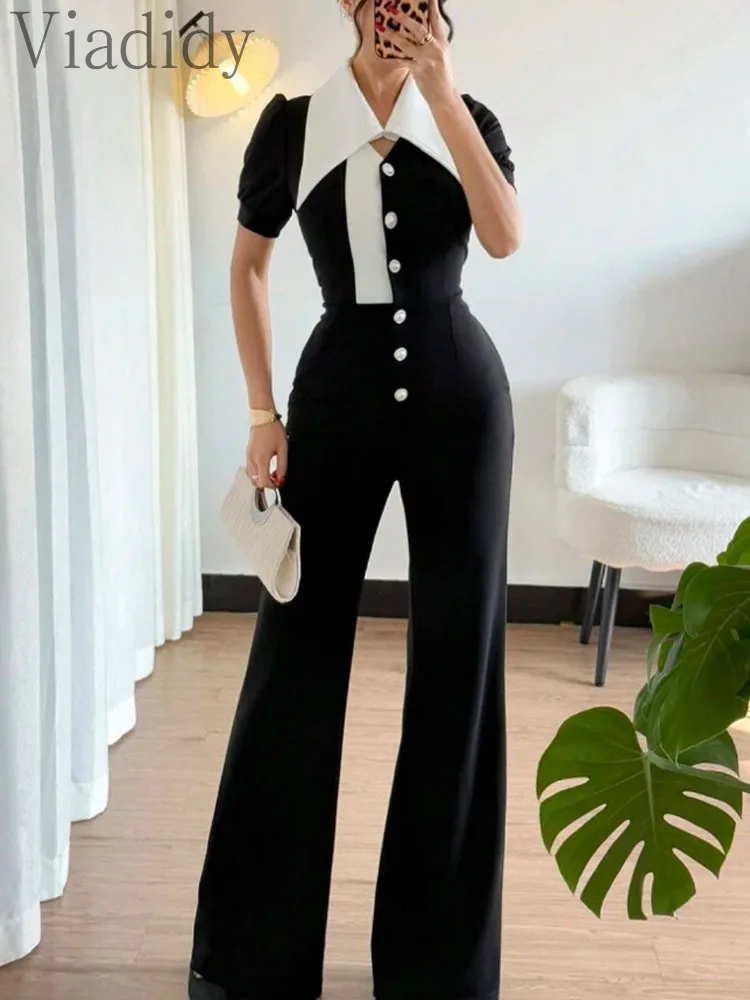 Women'S Formal Jumpsuit Evening Wear - Elegancki damski kombinezon z blokami kolorów,