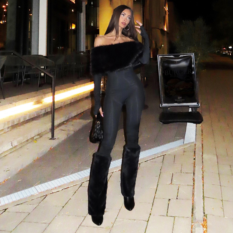 Women'S Formal Jumpsuit Evening Wear - Luksusowy kombinezon damski z futra, seksowny,