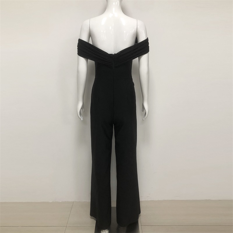 Czarny Kryształowy Kombinezon  – Women'S Formal Jumpsuit Evening Wear recenzja i cena
