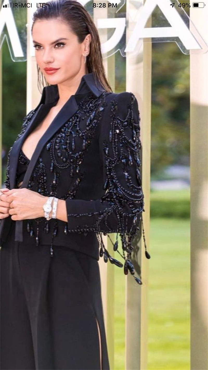 Czarny Kryształowy Komplet Dam – Women Formal Wear With Black Blazer recenzja i cena