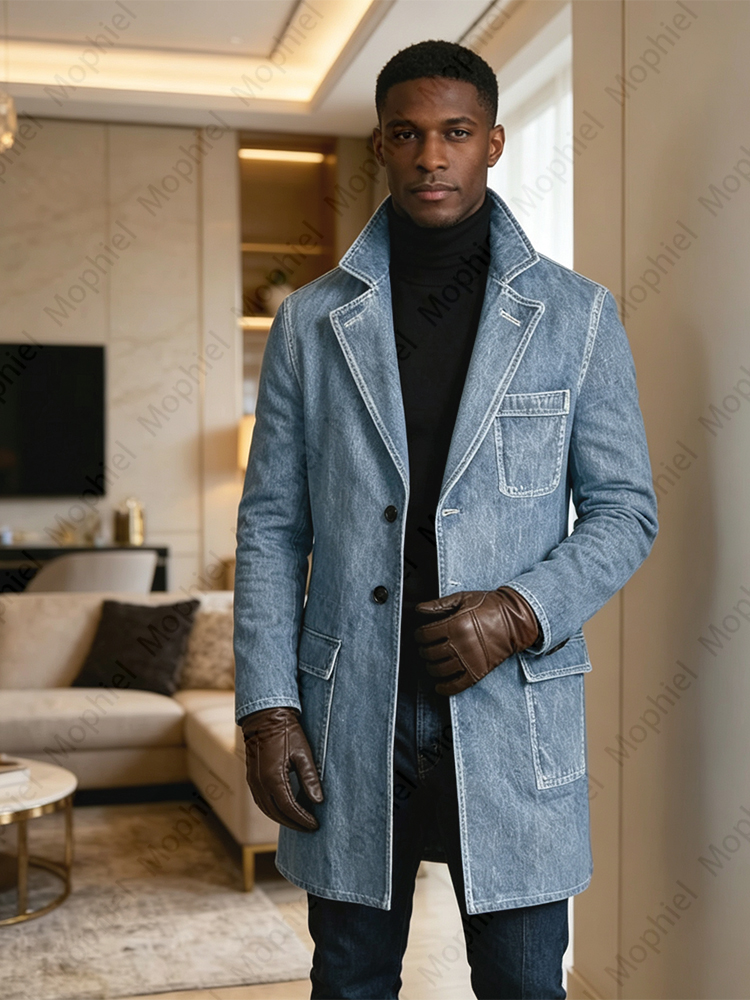 Męski płaszcz jeansowy w stylu – Trench Coat Formal recenzja i cena