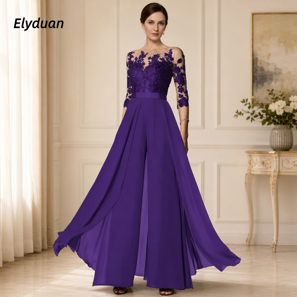 Fioletowe szyfonowe kombinezon – Women'S Formal Jumpsuit Evening Wear recenzja i cena