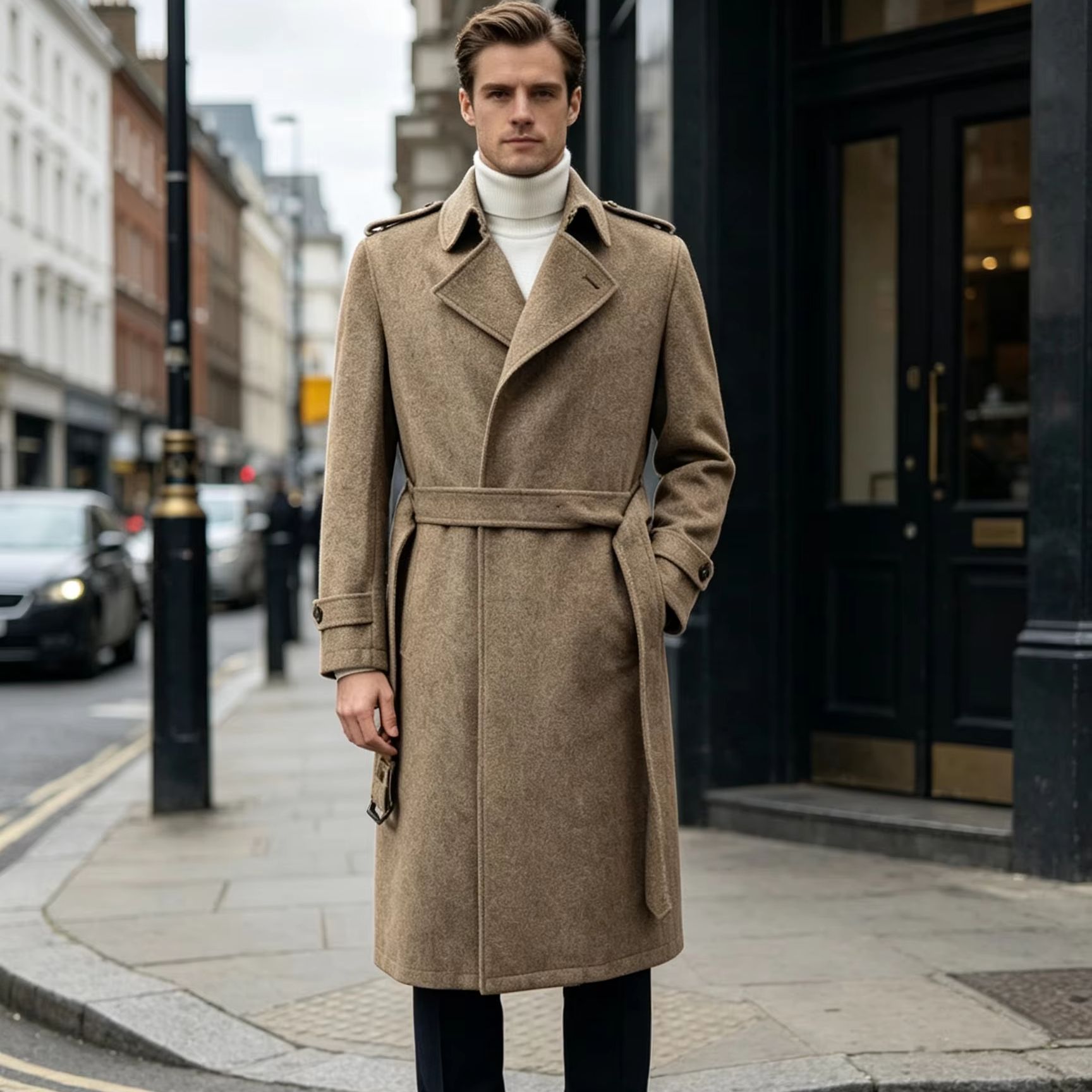 Męski długi płaszcz z czystej  – Trench Coat Formal recenzja i cena