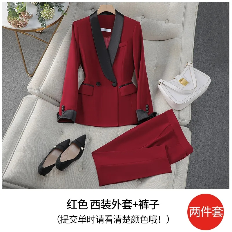 Elegancki czerwono-czarny dams – Women Formal Wear With Black Blazer recenzja i cena