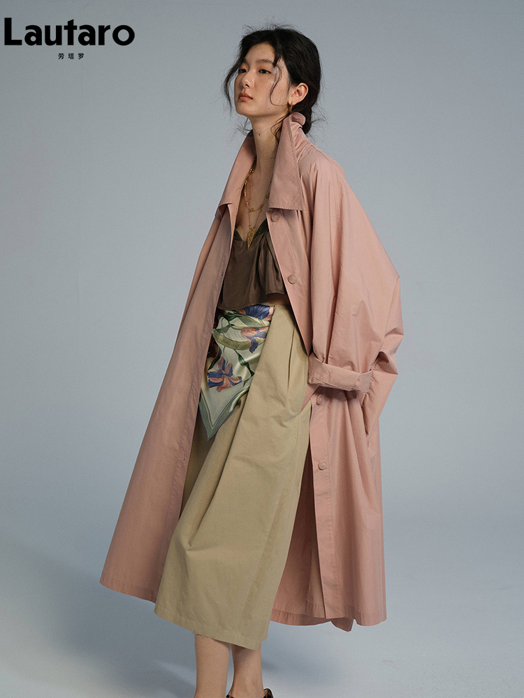 Długi, cienki, różowy trencz d – Trench Coat Formal recenzja i cena