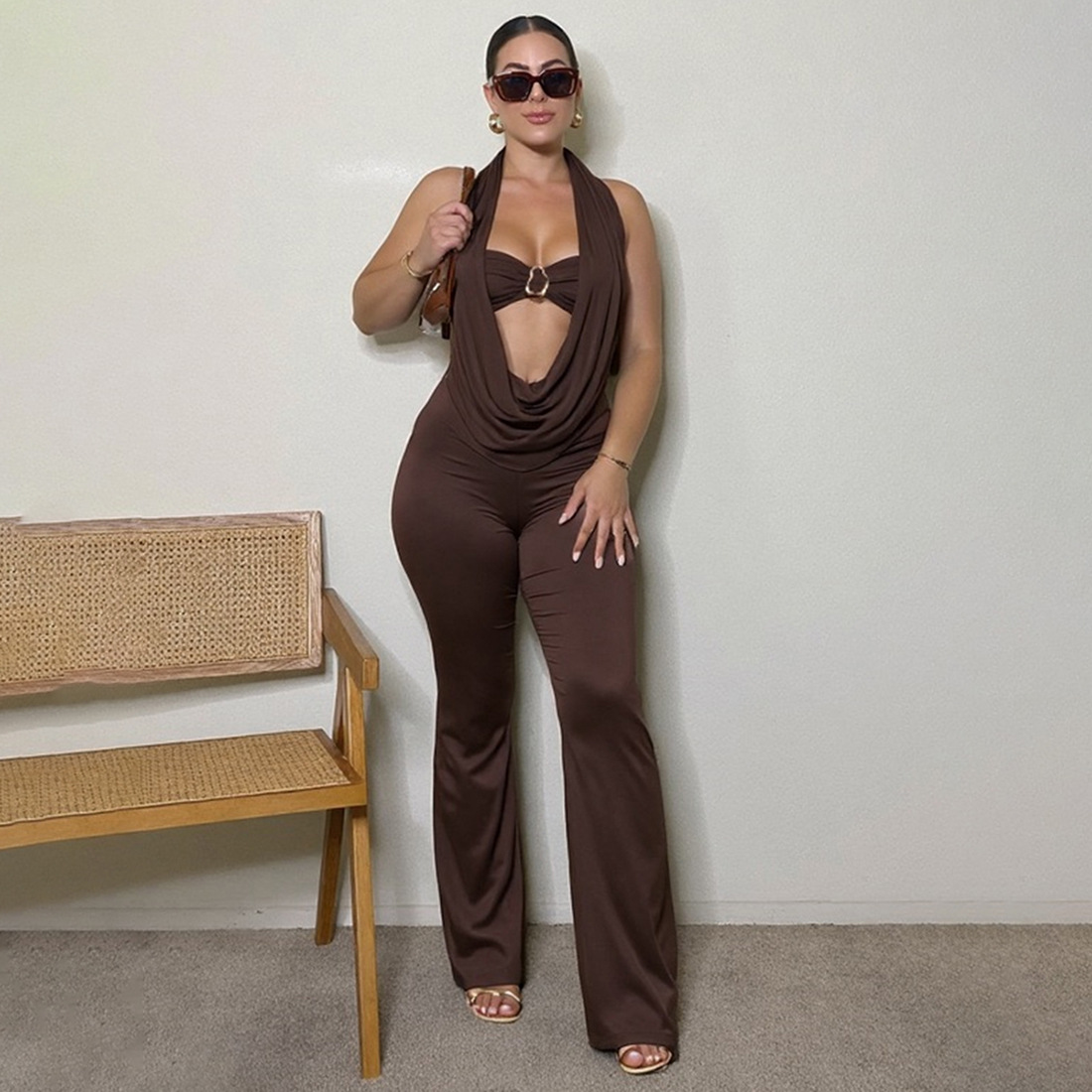 Czarny kombinezon damski 2-czę – Women'S Formal Jumpsuit Evening Wear recenzja i cena